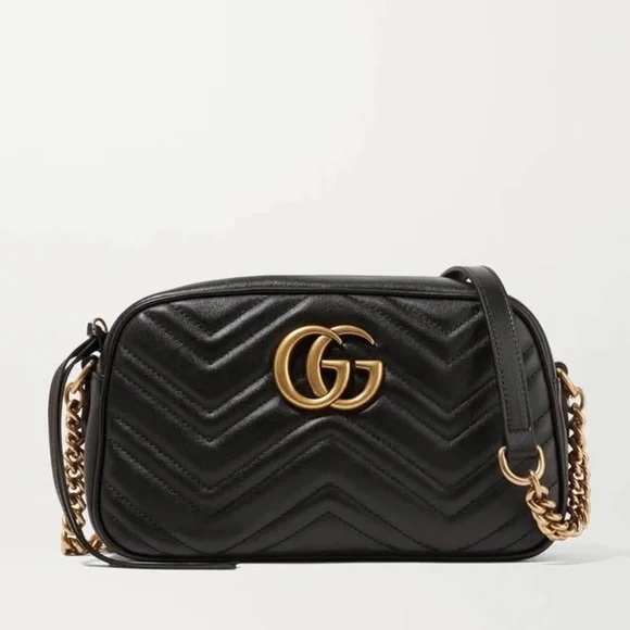 GUCCI GG Marmont Camera Size Small Calf Leather with Matching Gucci Zippy Wallet - Picture 7 of 12